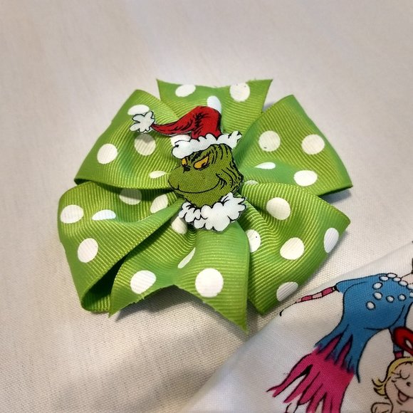 Grinch Dr. Suess Twirl Dress & Matching Hairbow - Picture 6 of 7